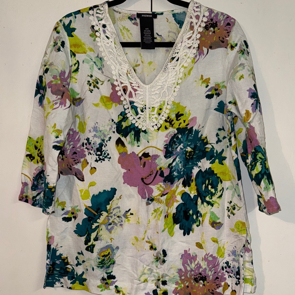Premise Floral Blouse - Multicolor 53% linen box44
